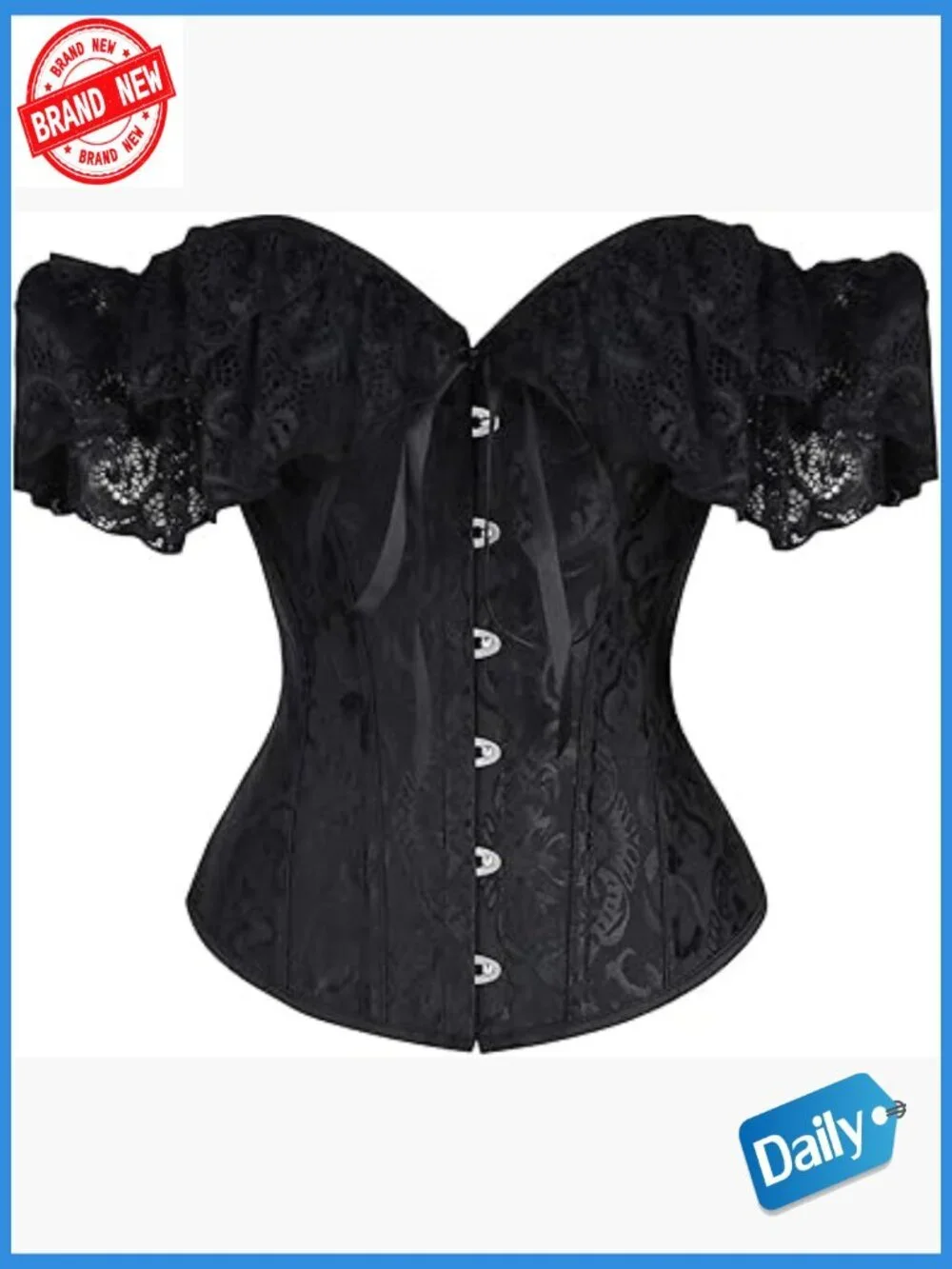 Off Shoulder Jacquard Overbust Corset Top Steampunk Gothic